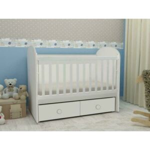 MyKids - Patut cu sistem de leganare cu sertar Diana 2, 120x60 cm, Alb