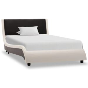 Cadru de pat, alb și negru, 90 x 200 cm, piele ecologică