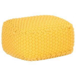 Koohashop Puf tricotat manual galben muștar 50x50x30 cm bumbac