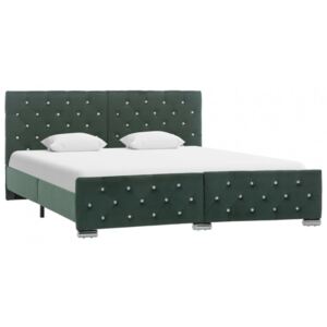 Cadru de pat verde închis 160 x 200 cm material textil