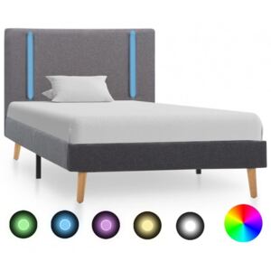 Cadru pat cu LED gri deschis/gri închis 100x200 cm textil