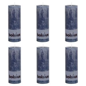 Bolsius Lumânări bloc rustice, 6 buc., 190 x 68 mm, albastru închis 103868000365