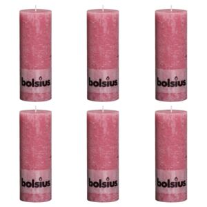 Bolsius Lumânări bloc rustice, 6 buc., 190 x 68 mm, roz învechit 103868000393