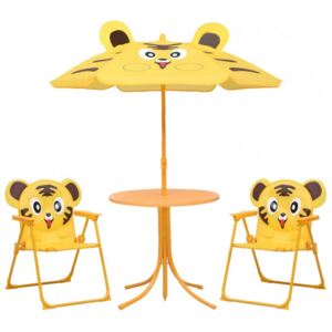 Koohashop Set bistro de grădină pentru copii cu umbrelă 3 piese galben