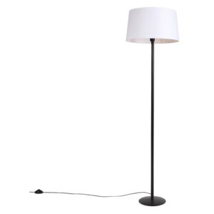 Lampă de podea neagră cu abajur de in alb 45 cm - Simplo