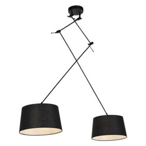 Lampă suspendată cu nuanțe de in negru 35 cm - negru Blitz II