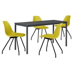 [en.casa]® Masa bucatarie/salon design elegant (140x60cm) + 4 scaune galben mustar elegante / scaun bucatarie/salon