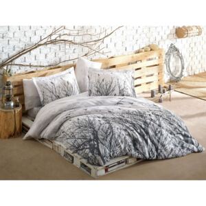 Lenjerie de pat cu cearșaf Peace grey, 200 x 220 cm