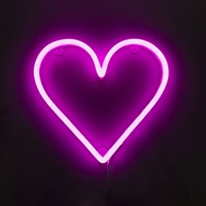 Lampă de perete roz cu telecomandă inclusiv LED - inimă de neon