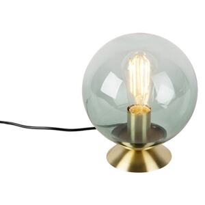 Lampă de masă Art Deco din alamă cu sticlă verde - Pallon