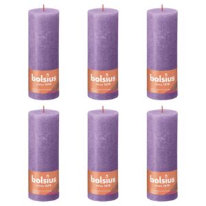 Bolsius Lumânări bloc rustice Shine, 6 buc., violet vibrant, 190x68 mm 103668850355