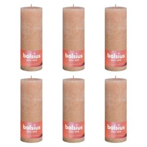 Bolsius Lumânări bloc rustice Shine, 6 buc., roz cețos, 190x68 mm 103668850304