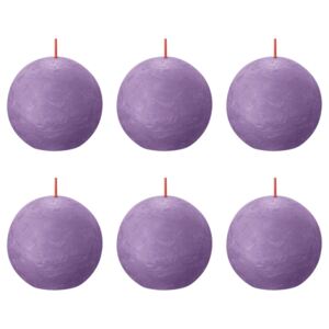 Bolsius Lumânări rustice bilă Shine, 6 buc., violet vibrant, 76x190 mm 103668890355