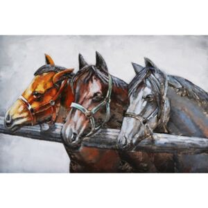 Tablou metal 3D Horses 120x80 cm Gri