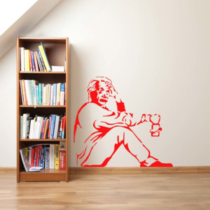 GLIX Banksy "Einstein" - autocolant de perete Rosu deschis 75 x 70 cm