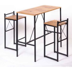 Set masa + 2 scaune tip bar Alexa Homs, 100 x 45 x 92 cm, nuc/negru