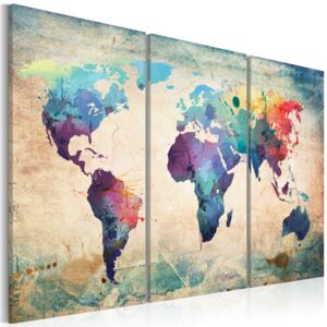 Bimago Tablou - Rainbow Map (Triptych) 120x80 cm