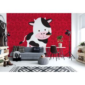 Fototapet - Happy Cartoon Cow Vliesová tapeta - 416x290 cm