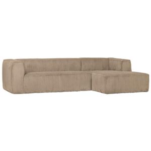 Canapea cu colt crem din poliester si lemn 305 cm Bean Hefty Right