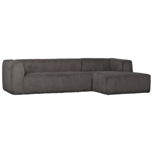 Canapea cu colt neagra din poliester si lemn 305 cm Bean Hefty Right