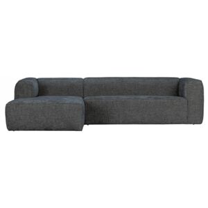 Canapea cu colt neagra din poliester si lemn 305 cm Bean Melange Left