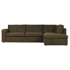 Canapea cu colt verde din poliester 283 cm Freddie Right