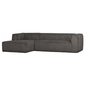 Canapea cu colt neagra din poliester si lemn 305 cm Bean Hefty Left