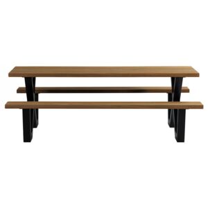 Masa pentru picnic maro/neagra din lemn si otel 145x210 cm Tablo