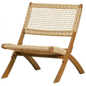 Scaun lounge pliabil maro din lemn de eucalipt si polietilena Lois