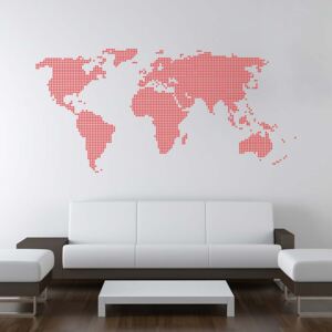World map from dots - autocolant de perete Rosu deschis 200 x 100 cm