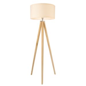 [lux.pro]® Lampadar tripod Queluz, 1 x E27, max. 60W, 152 cm, lemn/tesatura, culoarea lemnului/alb