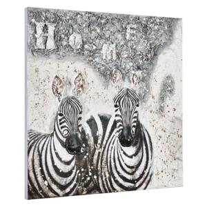 [art.work] Tablou pictat manual - zebre - panza in, cu rama ascunsa - 100x100x3,8cm