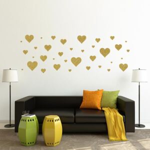 Gold heart set - autocolant de perete 40 x 55 cm Varianta č. 1