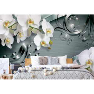 Fototapet - Luxury Ornamental Design Orchids Vliesová tapeta - 206x275 cm