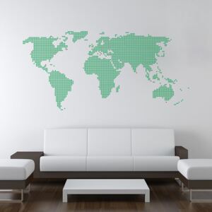 World map from dots - autocolant de perete Verde deschis 200 x 100 cm