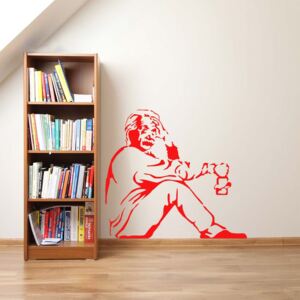 GLIX Banksy "Einstein" - autocolant de perete Rosu deschis 100 x 90 cm