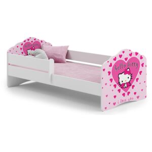 Pat Copii Maija 2-8 Ani Cu Saltea Si Cu Bariera De Protectie Model Hello Kitty