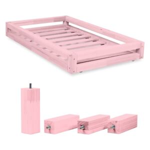 Set sertar pentru pat și 4 picioare înălțătoare, pentru patul Benlemi 120 x 200 cm, roz