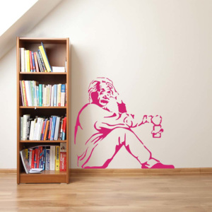 GLIX Banksy "Einstein" - autocolant de perete Roz 75 x 70 cm