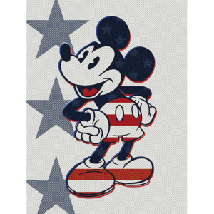 Mickey Mouse - Retro Stars n' Stripes Tablou Canvas, (60 x 80 cm)
