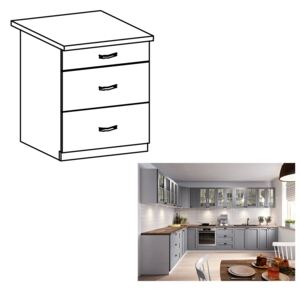 Cabinet inferior cu sertare, gri mat alb, LAYLA D60S3