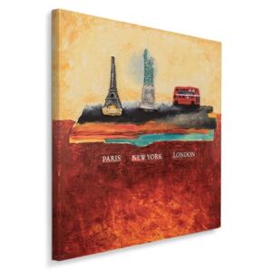 CARO Tablou pe pânză - Three Cities 20x20 cm