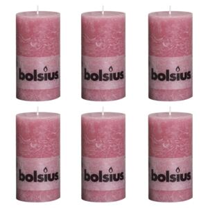 Bolsius Lumânări bloc rustice, 6 buc., roz învechit, 130 x 68 mm 103867590393