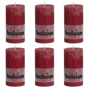 Bolsius Lumânări bloc rustice, 6 buc., roșu vin, 130 x 68 mm 103867590344
