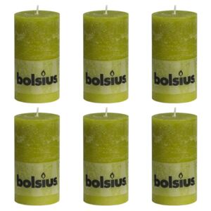 Bolsius Lumânări bloc rustice, 6 buc., verde mușchi, 130 x 68 mm 103867590371