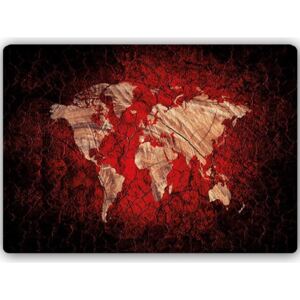 CARO Tablou metalic - Rustic Map Of The World 70x50 cm