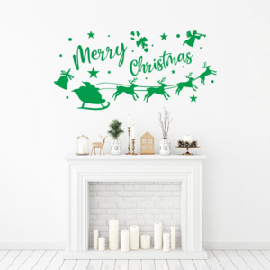 Merry Christmas Santa I. - autocolant de perete Verde 100 x 50 cm