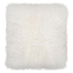 Perna decorativa patrata crem din blana si poliester 40x40 cm Tibetan Lamb Fur LifeStyle Home Collection