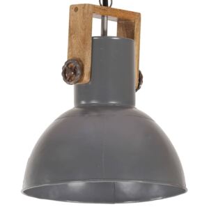 Lampă suspendată industrială, 25 W, gri, 32 cm, mango E27, rotund