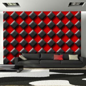 Bimago Fototapet - Red & Black Chessboard 400x280 cm
